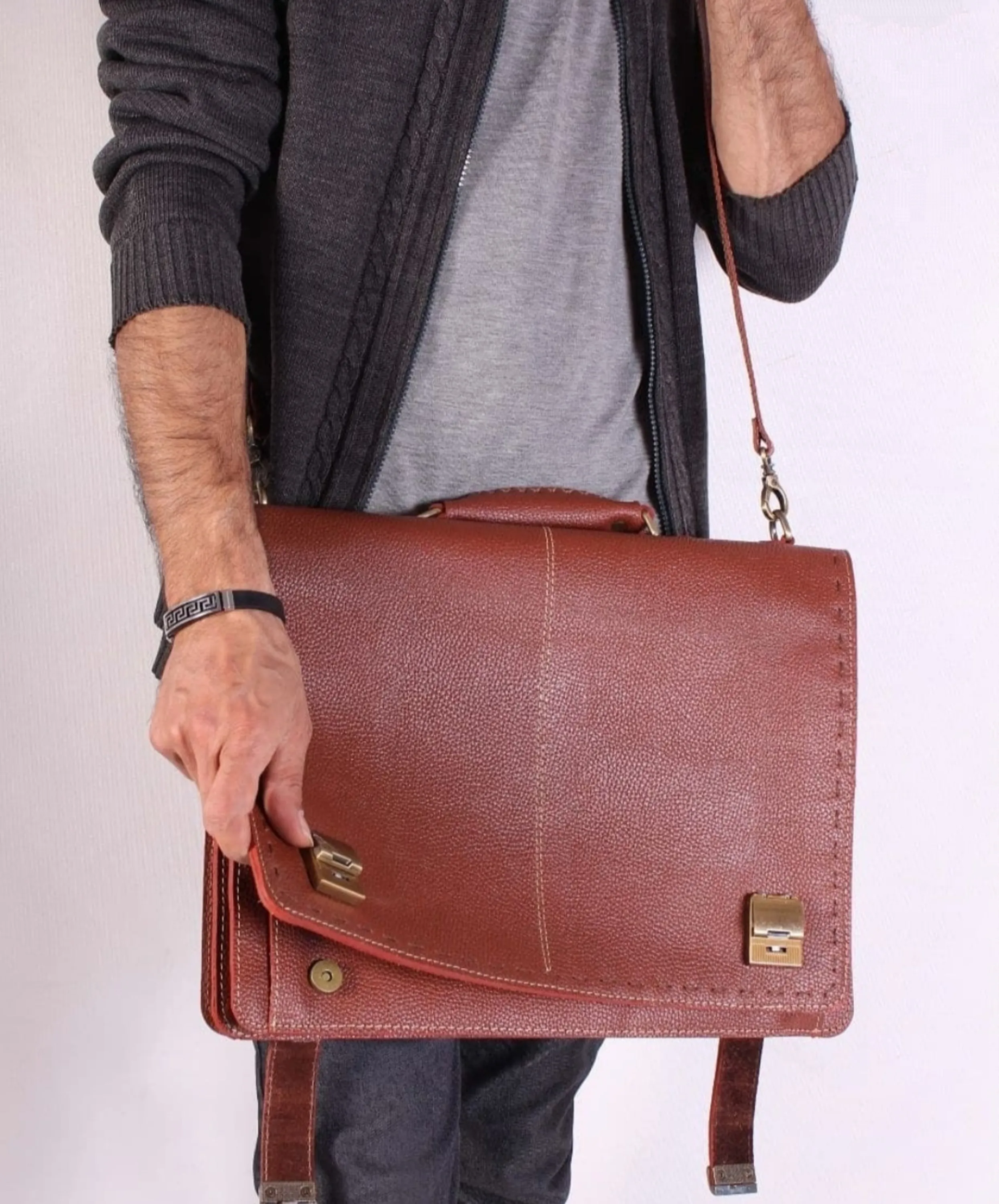 کیف چرم دیپلمات دو جیب 